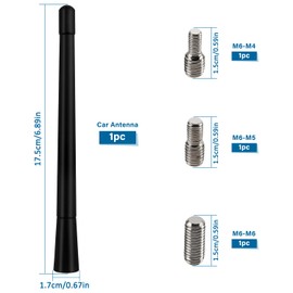 VooGenzek 17.5cm Car Antenna Mast Universal, Car AM/FM Radio Mini Short Aerial Antenna, with 3 Screws (M4, M5, M6), for FM AM Tuning Radio Adapter