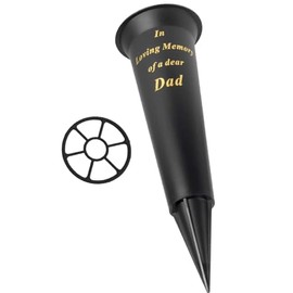 Black In Loving Memory Dad Spiked Memorial Grave Flower Vase Graveside Memorial with flower holder insert