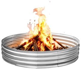 HGD 60 Inch Large Galvanized Steel Metal Fire Pit Ring - 5FT Heavy Duty Fire Rings for Outside Wood Burning - 12" Tall Portable Bonfire Firepit for Backyard, Patio, Camping