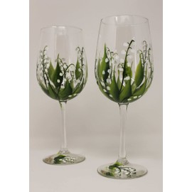 Hand Painted Wine Glasses - Lily of the Valley (Set of 2)