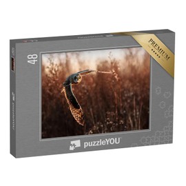 puzzleYOU: Puzzle 48 Pieces "Swamp Owl in Flight Hunting" - from the Puzzle Collection Birds, Owls, Exotic Animals & Trendy Animals