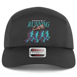 Run Club Hat | Designed for Runners | Premium Strapback Low-Profile Running Hat for Men & Women (US, Alpha, One Size, Probably Running Late/Black)