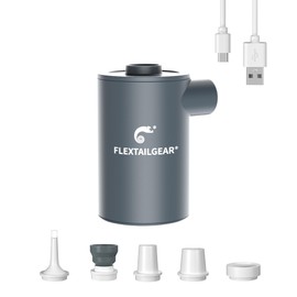 FLEXTAILGEAR 2020 Electric Air Pump, Electric Pump, Portable, Tiny 2.2 kPa Pressure, 3,600 mAh Battery, USB Rechargeable, Air Deflator, Air Pump, Air Mat, Compression Bag, Float, Camping, Outdoor Activities (Gray)