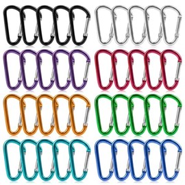 AdooAdii Set de 40 Mosquetones para Escalada de Aluminio Ganchos en D Clips de Mosquetón con Bloqueo Resistente Ligero Multiusos Carabiner para Camping Hamacas Llavero Mochila Senderismo Pesca Viajes