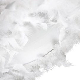 Modern Designer 100% Real White Feather Drum Lamp Shade with Inner Cotton Lining | 30cm Total Diameter | for Ceiling Pendant, Table or Floor Lamp by Happy Homewares