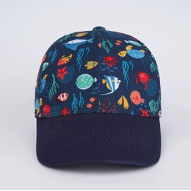 LANGZHEN Cotton Outdoor Toddler Girls Boys Plain Baseball Cap Baby Infant Textured Adjustable Hat for Children Sun Hat, Undersea World