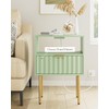 Masupu Nightstand with Charging Station,Mid-Century Modern Bedside Table with Storage