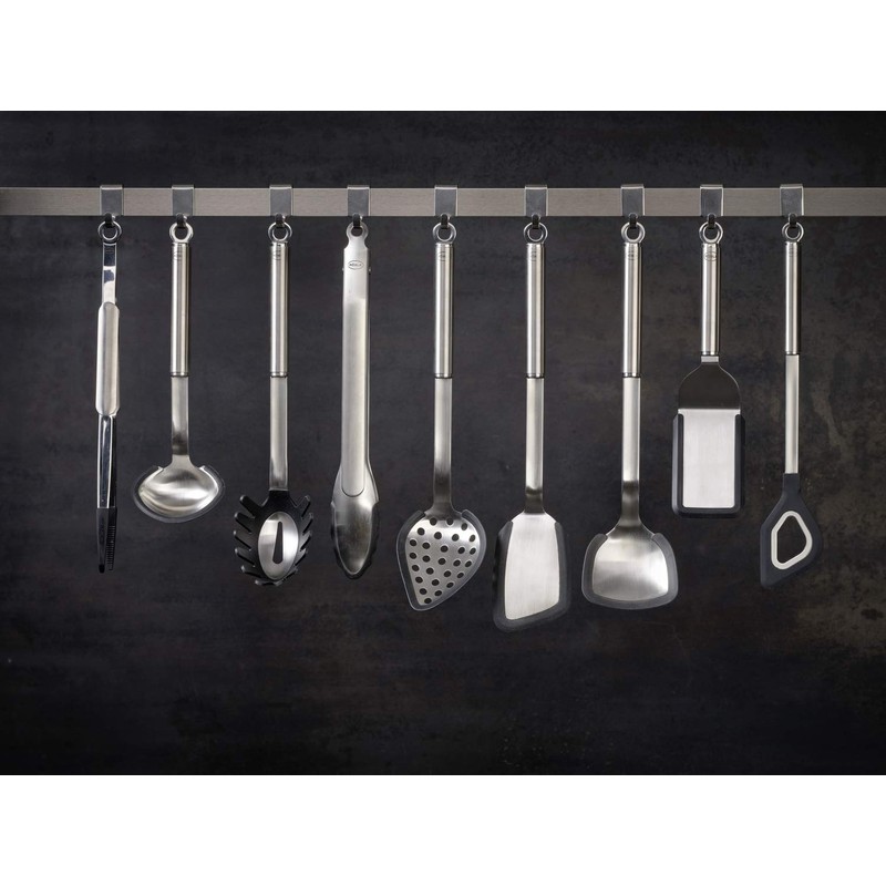 Rösle 10637 Pfannen-/Woklöffel Silikon Spoon, Silver-coloured/Black