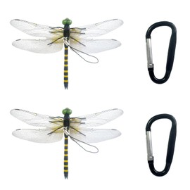 2Pcs Dragonfly Hat Clips for Bugs,Realistic Decorations Decoy for Clothing, Bag, Keychain,Dragonfly Clip for Indoor Outdoor Decor Craft(Yellow)