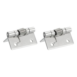 uxcell 2Pcs Spring Hinge, 2" Length 304 Stainless Steel Spring Loaded Hinges, Self-Closing Cabinet Hinge for Left and Right Hand Doors Cabinet Closet DIY Hardware, Silver (Interior)