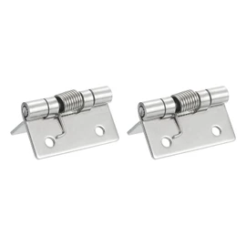 uxcell 2Pcs Spring Hinge, 2" Length 304 Stainless Steel Spring Loaded Hinges, Self-Closing Cabinet Hinge for Left and Right Hand Doors Cabinet Closet DIY Hardware, Silver (Interior)