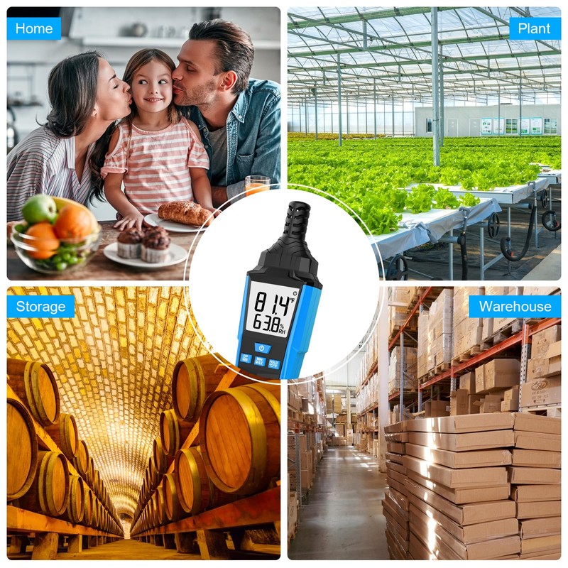 INSTRODOTS Temperature Humidity Meter, High Precision Digital Hygrometer with Ambient,