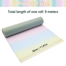 YDHfdc Table Runner Rainbow Glitter 30 cm x 9 m Tulle Fabric Colour Gradient Table Runner Tulle Ribbon Tulle for School Cone Rainbow for Wedding Party Decorations Crafts