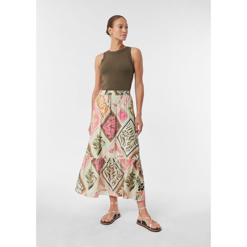 Maxi-Rock aus Viskose mit All-Over-Print rosa 40