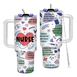 TNASURHUS Nurse Gifts for Women, 40oz Nurse Tumbler with Handle and Straw, Nurse Appreciation Gifts for Women, Female Nurses, Nursing Gift for Birthday, Nurse Week