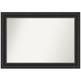 Amanti Art Bathroom Mirror, Ridge Black Wall Mirror for use as Bathroom Vanity Mirror Over Sink (29.5 x 41.5 in.) Non-Beveled Mirror, Black Mirror, Traditional Mirror from WI, USA