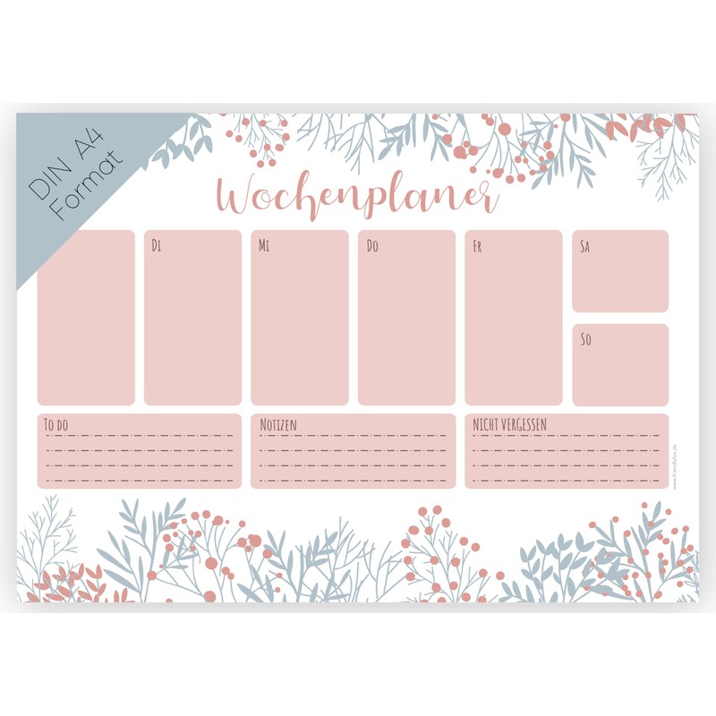 Friendly Fox Weekly Planner Pad Floral, 1 x DIN A4