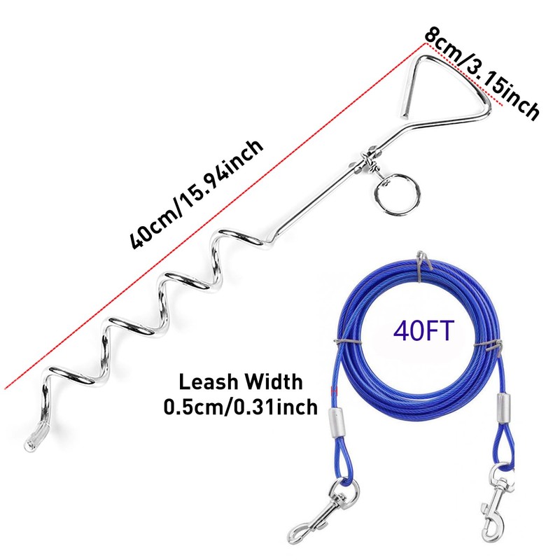 Dog Tie Out Cable and Stake, Outside Dog Leash&Chain for