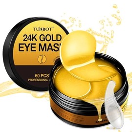 Tunbot Parches Debajo De Los Ojos - 60 Piezas - Mascarilla Oro 24K - Anti-Envejecimiento - Contiene Colágeno Y Ácido Hialurónico - Elimina Ojeras,... 