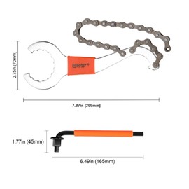 Bicycle Chain Whip Tool Set, QKURT Bike Cassette Removal Tool with Chain Whip + Auxiliary Wrench + Bicycle Rotor Lockring Removal + Bike Sprocket Remover| Bicycle Repair Kit