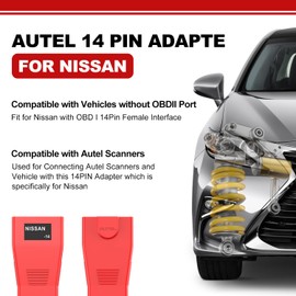 Autel Original OBD2 Female to 14pin Convert Adapter, OBD1 to OBD II Connector for Nissan, Work with Autel Scanner MK808S, MX808S, MK808BT PRO, MK900BT, MK900, MP900BT, Elite II PRO, MSUltra, Ultra S2