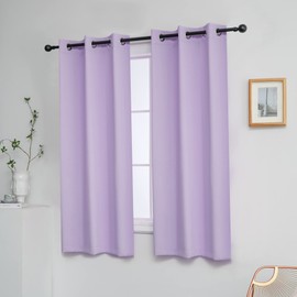 YGO Lilac Blackout Curtain Panels for Bedroom 54 Inch Length 2 Panels Set Solid Thermal Insulated Room Darkening Curtains with Grommet 34 W x 54 L Inch Light Purple