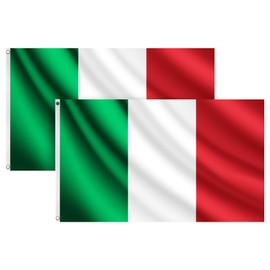 COCOSY Pack of 2 Italy Flag - 90 x 150 cm 100% Polyester Italy Flag with Brass Eyelets - Weatherproof & Durable IT Italy Italy Flag for Sports & Celebrations