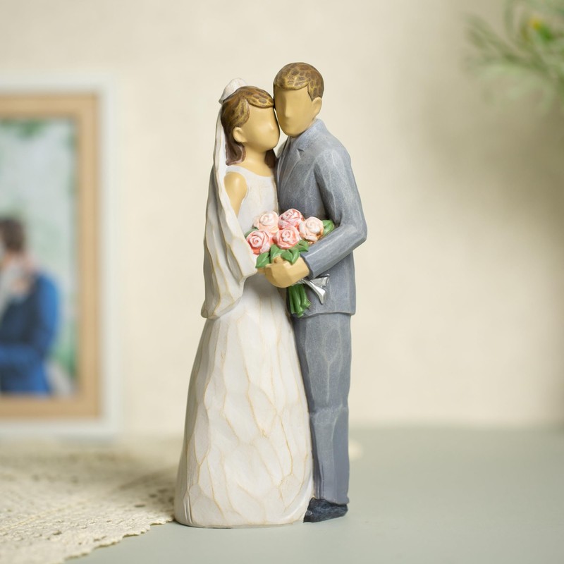 ShineOnAnegl 8“ Bride and Groom Statue Newlywed Couple Sculpture Wedding