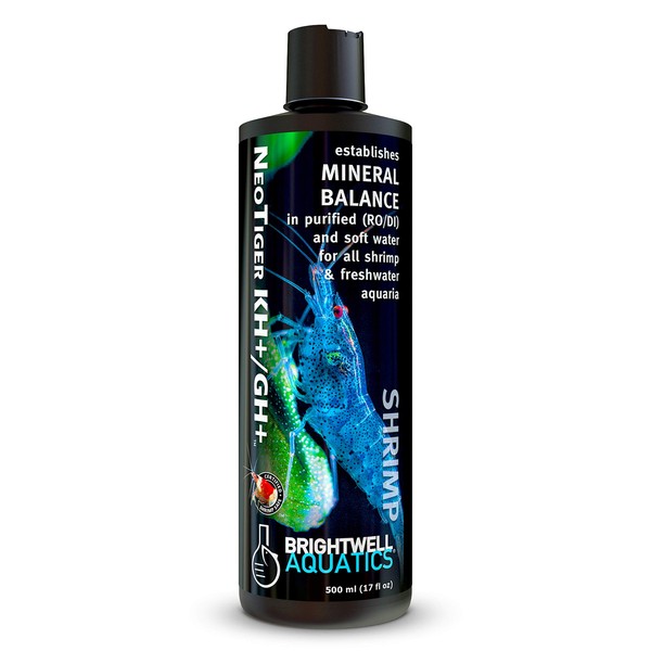 Brightwell Aquatics NeoTiger KH+/GH+ - Establishes Mineral Balance in Purified and Soft Water for Shrimp and Freshwater Aquariums, 500 ml