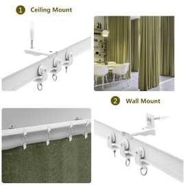 TOKPLNU Flexible Bendable Curtain Track Ceiling Wall Mount 14Ft Curved Sliding Ceiling Track Set Room Divider Curtain Rail Track System for RV Bay Window