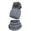 AJS Girls' Knitted Winter Hat with Tube Scarf Winter Set,