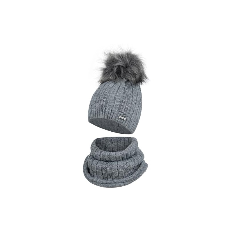 AJS Girls' Knitted Winter Hat with Tube Scarf Winter Set,