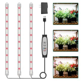 LPMZMBL 3 Bars Grow Light Strip,16 in White Grow Lights for Indoor Plants Full Spectrum, 6000k Sunlike Plant Light with Upgrade Timer 6/12/18 Hrs, 5 Dimmable Levels for Hydroponics, Seed Starting