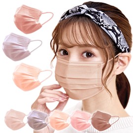 SeaSwim 51-Piece 3D Mask, Pollen Protection, Dust, Non-woven Fabric, 3-Layer Filter, Color, Ruddy Color, Painless, Double-Sided Same Color, Non-Woven Mask, Color Mask