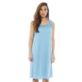 Dreamcrest Silky Soft Nightgown Crochet Trim Sleep Dress 1541B-Turq-S Bright Turquoise