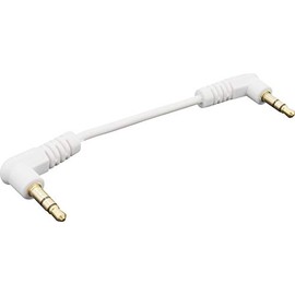 Audio Fan Stereo Mini Plug Audio Cable 3.5mm 3 Poles End Right Angle 10cm White