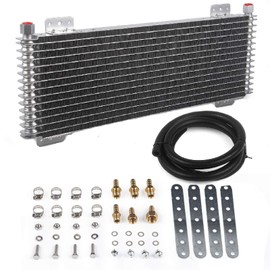 ZHSYMX 40k Transmission Oil Cooler LPD47391, Compatible with Heavy Duty 40,000 GVW Max Low Pressure Drop Trans Cooler with Mounting Hardware (Silver)