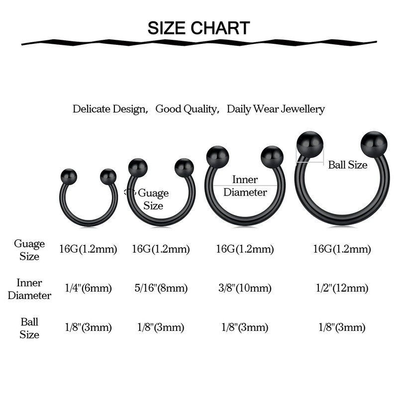 Funseedrr Nose Piercing Nose Ring Stainless Steel 16G Horseshoe Rings
