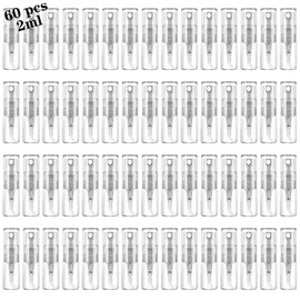 Csdtylh Mini Spray Bottle 2ml, Refillable Glass Spray Bottle, Glass Bottle Atomizer, Perfume Mouthwash Atomizer for Cleaning Refillable Container for Travel, Essential Oils, Perfume 60 Pcs, 2ml