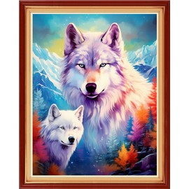 Redxing Stamped Cross Stitch Kits Embroidery kit for Beginners Adults Full Range of Embroidery Patterns Starter Kits DIY Printed Cross Stitch Kits Needlepoint Kits 11CT- Snow Wolf 16x20 inch