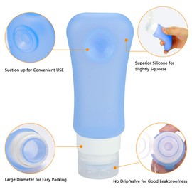AOUTACC Paquete de 5 botellas de viaje aprobadas por la TSA, tubos de aseo de silicona a prueba de fugas, contenedores de viaje, botellas de tamaño de viaje, líquidos portátiles a prueba de fugas para champú, loción, artículos de cambiador
