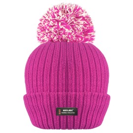 RockJock R40 Ladies Womens Winter POM POM Ribbed Beanie HAT with Advanced Thermal Insulation Cerise