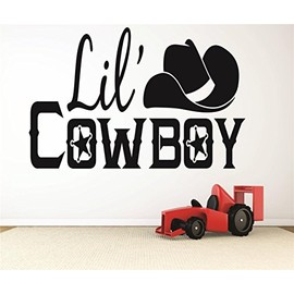 Sale Priced Decal Sticker : Lil Cowboy Western Hat Baby Newborn Son Boy Infant Nursery Bedroom Decor Picture Art Size : 20 Inches X 40 Inches - 22 Colors Available