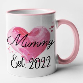 New Parents Couples Mugs Set of 2 Mugs - Mummy, Daddy Est 2022 (Pink & Blue)