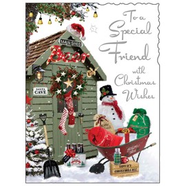 Jonny Javelin Male Friend Christmas Wishes Card Shed Snowman