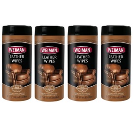 Weiman Leather Wipes - Clean and Condition Car Seats, Shoes, Couches and More - 30 Count (4 Pack)