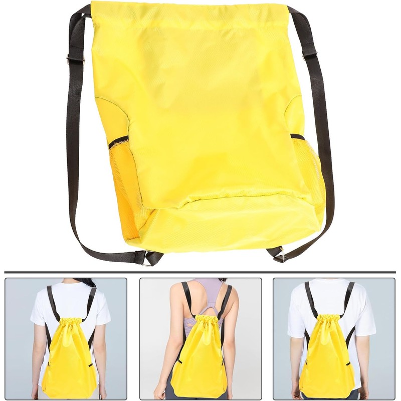 Bolsa Grande Cordón de Tela Oxford Amarilla para Deportes y