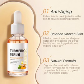 Sérum De Cúrcuma Para Manchas Oscuras 30 Ml, Sérum Corrector De Manchas Oscuras De Cúrcuma Para Rostro Y Cuerpo, Sérum Facial Antiedad Para Mujeres Y Hombres, Reduce La Hiperpigmentación, Las