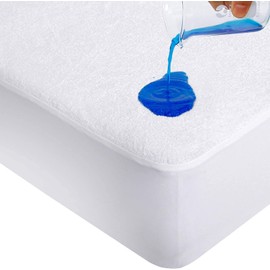 Dudu N Girlie Travel Cot Mattress Protector Waterproof 65 x 95 -Fitted Mattress Protector- Mattress Cover for Baby Breathable and Non Noisy Anti Bacterial and Fully Fitted. White
