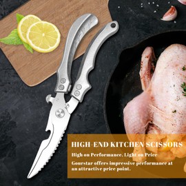 Poultry Shears, Heavy Duty Kitchen Shears with Safety Lock, Stainless Stain Kitchen Scissors for Food, Meat Shears for Chicken, Bone, Turkey, Fish, Vegetable, Spring Loaded